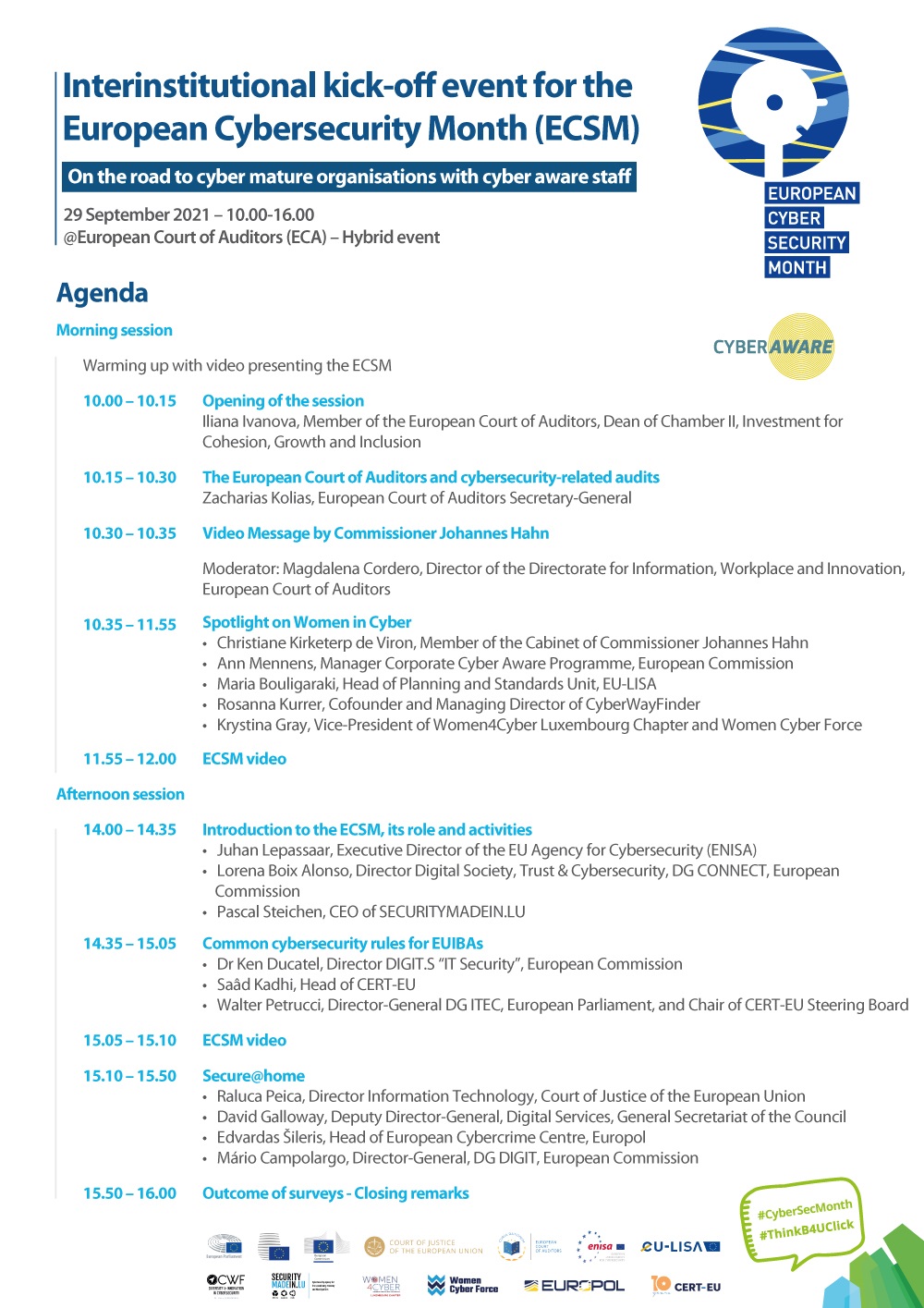 Interinstitutional kick-off event for European Cyber Security Month agenda